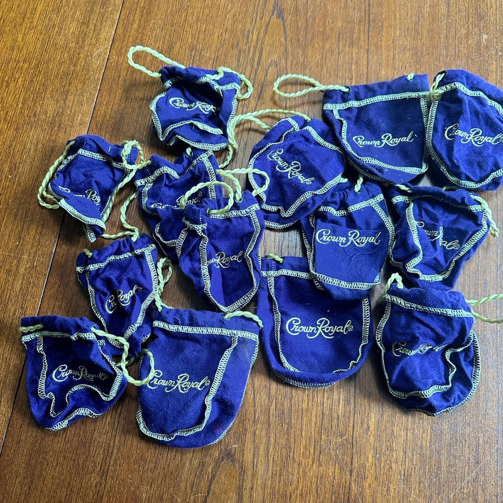 Crown Royal Purple Velvet Drawstring Bags Lot of 14 Crafting Pouch Size 7x4